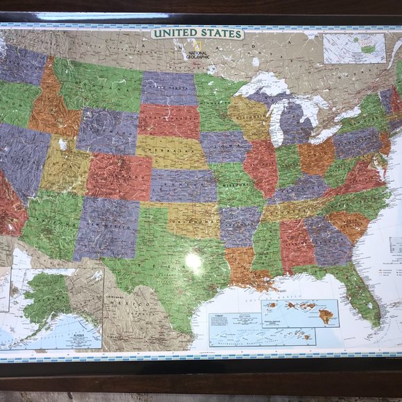 Large Laminated US America United States Map 43.5